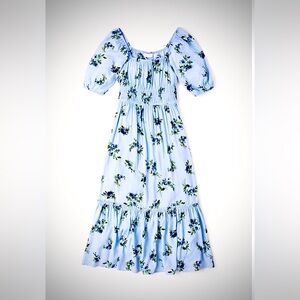 Light Blue Floral Off or on -Shoulder midi/  Maxi Dress NWT